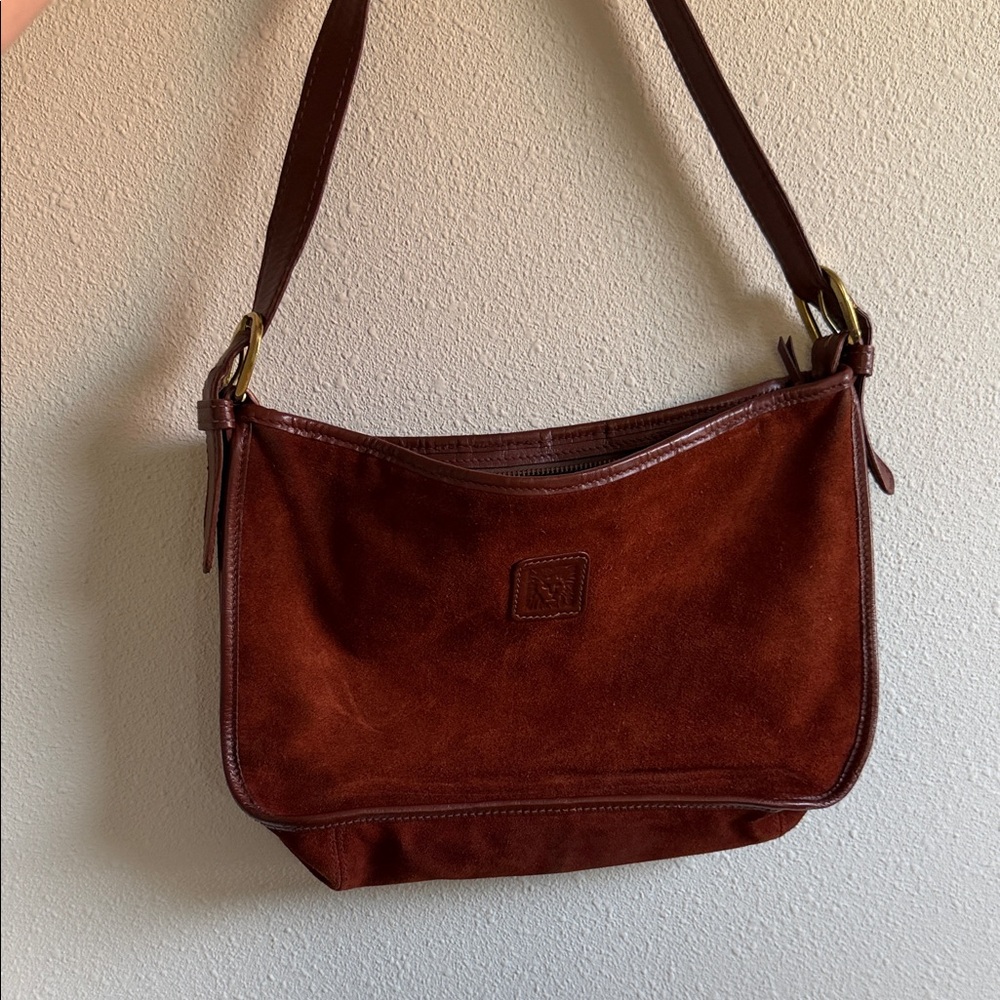 Vintage Anne Klein Rich Brown Suede Shoulder Bag